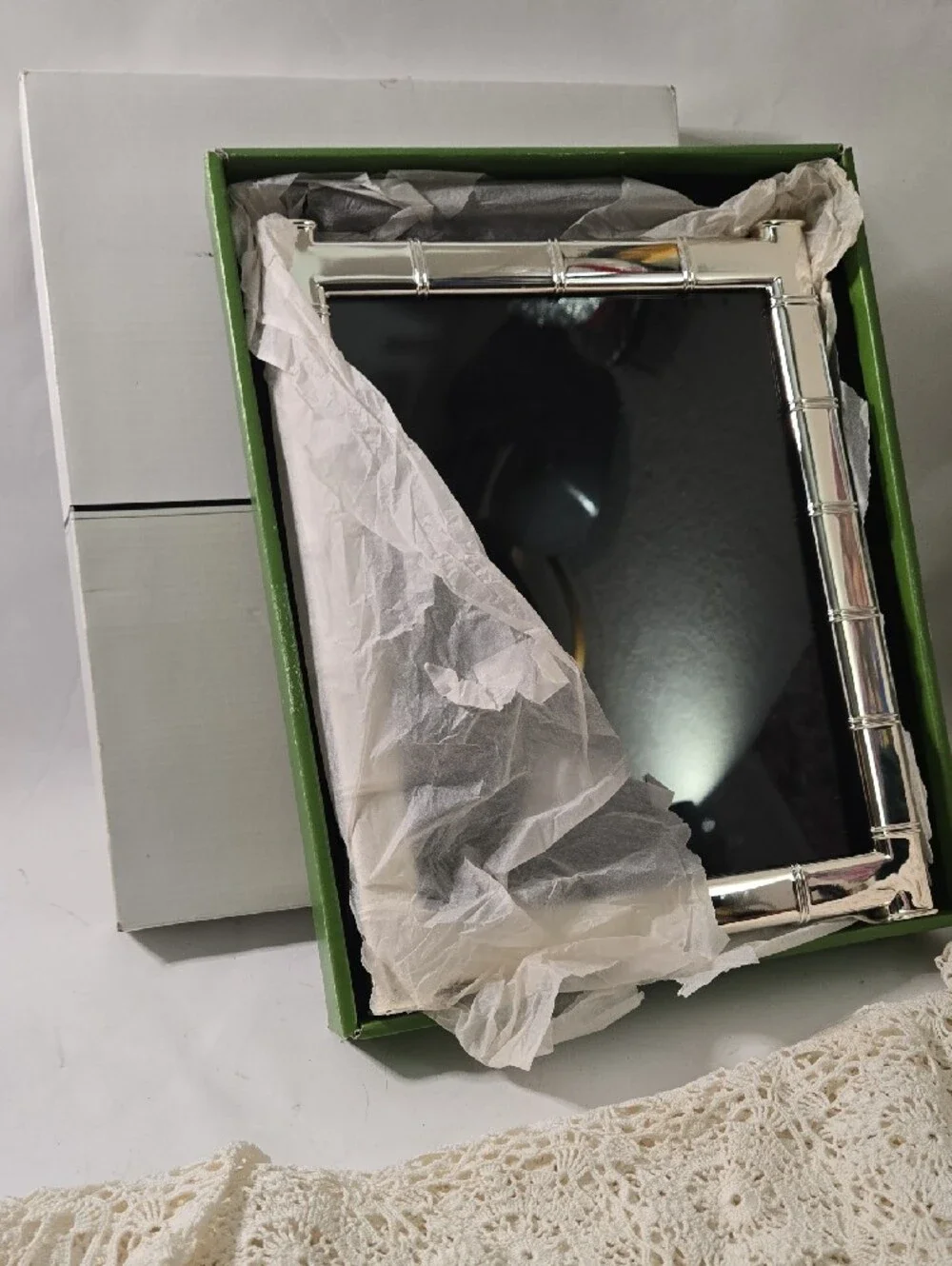 Kate Spade Silver Bamboo-Style 8 X 10 Rectangular Wall Mirror with Box by Lenox